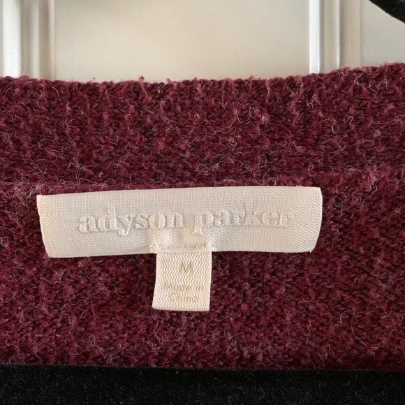 Adyson Parker Maroon Fuzzy V Neck Button Detail Sweater | Medium - Picture 2 of 6